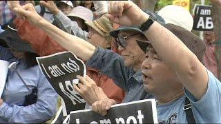 Protestas contra la base militar estadounidense en Okinawa