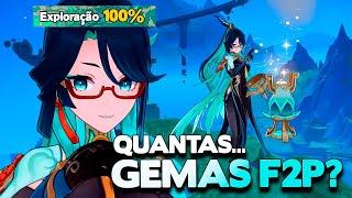 QUANTAS GEMAS É POSSIVEL PEGAR EM UMA ÁREA 100% DE EXPLORAÇÃO NO GENSHIN IMPACT?... gemas f2p