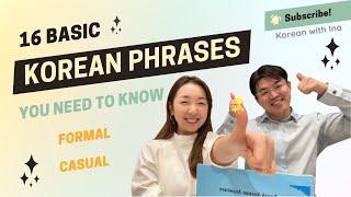 Learn 16 Must Know Basic Korean Phrases for Beginners - Study Korean Polite & Casual