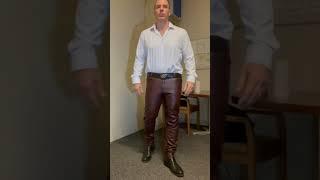 Reddish Brown Goatskin Leather pants Businessman Style