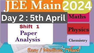 Jee 2024 5th April Shift 1 Question paper analysis Jee 2024 April 5th Shift 1 Paper Analysis