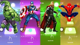 Hulk  Captain America  Thor  Spiderman  Marvel Heroes  Tiles Hop Fun Ball