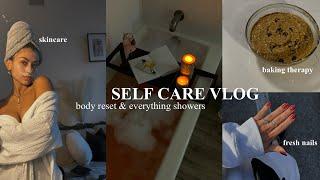 a self care vlog ‍️  girl therapy everything showers body reset skincare bath & baking