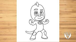 How to draw Gekko Pj mask Step by step Easy Draw  Free Download Coloring Page