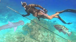 Primitive SPEARFISHING in the Bahamas  Polespear & Sling