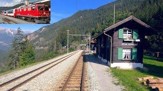  4K  Samedan  - St. Moritz - Chur Glacier express cab ride in a Ge 44 I from 1953 09.2020