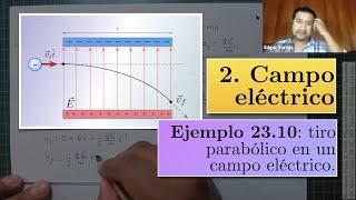 Ejemplo 23.10 tiro parabólico en un campo eléctrico.