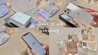 iphone 12 pro gold unboxing + accessories diy phone case 2021  chill aesthetic asmr ️