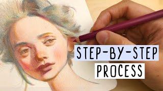 How to Create a Colorful Portrait EASY Step-by-Step Color Pencil Process