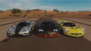 Bugatti Veyron Super Sport vs Hennessey Venom GT vs Koenigsegg One1  Forza Horizon 3