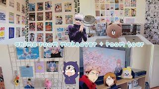 aesthetic anime room makeover photo grid manga wall desk + room tour