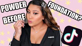 TESTING VIRAL TIKTOK BEAUTY HACK POWDER BEFORE FOUNDATION?