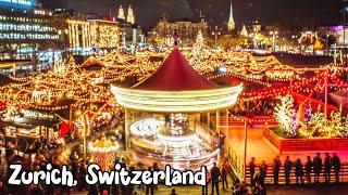 Zurich Switzerland Christmas market walking tour 4K - Charming Christmas markets