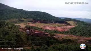 Momento exato do rompimento da barragem em Brumadinho Imagens TV Globo