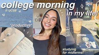 PRODUCTIVE COLLEGE MORNING IN MY LIFE  skincare studying for midterms reading grwm beach etc