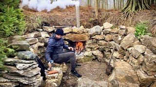 Building a secret shelter  dugout made of stones