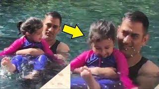 Ziva Dhoni Swimming With Dad MS Dhoni Is So Adorable