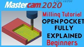 Milling OPEN POCKET Step by Step in Mastercam 2019 Beginners LEVEL Lesson