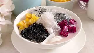 Grass Jelly Coconut Milk Fruit Bowl  仙草椰奶果盘