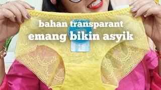 review celana dalam wanita berbahan transparan model briefs renda brukat  cd wanita transparan