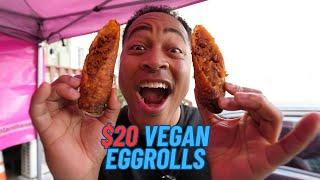 Trying Vegan AF Food Truck  Vegan Pizza Philly & Cheeseburger Eggrolls  Los Angeles CA
