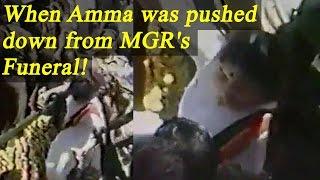 Jayalalithaa pushed down from MGRs funeral Watch Video  Oneindia News