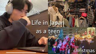 LIFE in Japan vlog how a TEEN studies in Japan Christmas day market thrifting shopping haul...