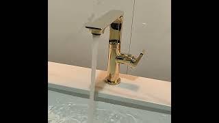 Nordic light luxury brass brushed gold hot and cold countertop basin faucet  #bathroom #mopo #faucet