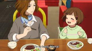 Miri-chan eating Hamburg steak made by her mother