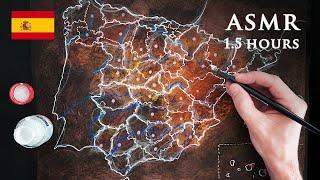 ASMR Drawing Map of Spain  Dip Pen  1.5 Hours