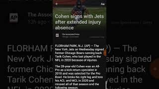 Tarik Cohen signs with New York Jets #nfl #football #nflnews #newyorkjets #shorts