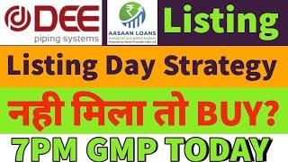 Dee piping ipo listing day strategyDee ipo gmp todayaasaan loans ipo listing day strategybuy?