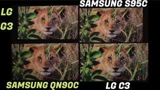 LG G3 vs LG C3  LG G3 vs Samsung S95C  LG C3 vs Samsung S95C  Samsung S95C vs Samsung QN90C