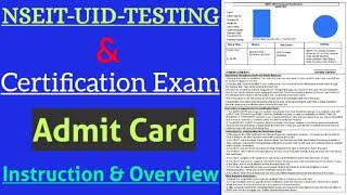 NSEIT-UID-Testing & Certification Exam Admit Card  CELC CERTIFICATION EXAM Important Points 