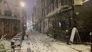 London SNOW Walk  Finally Snowing in Central London  4K HDR Walking Tour