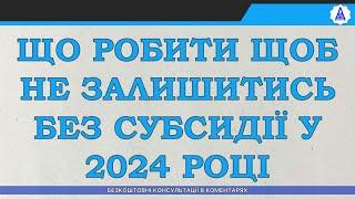 ЩО РОБИТИ ЩОБ НЕ ЗАЛИШИТИСЬ БЕЗ СУБСИДІЇ У 2024 РОЦІ?