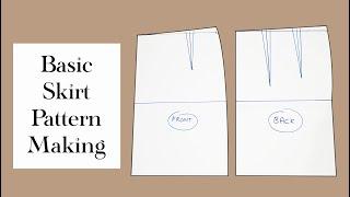 How to Draft Basic Skirt Pattern  Pattern Making Tutorial Front & Back  Basic Skirt Block Making