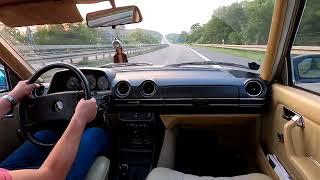 driving an 43 year old Mercedes w123 diesel on a german autobahn