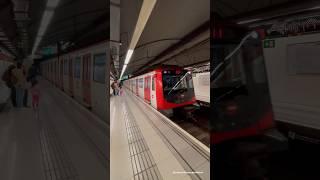 Barcelona L1 Metro Train arriving Glòries Station with destination Hospital de Bellvitge #spain