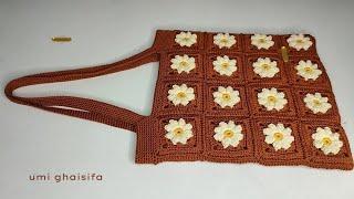 Tas rajut terbaru Tote bag granny square by umi ghaisifa