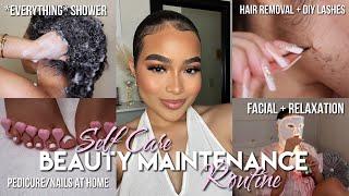 SELF CARE BEAUTY MAINTENANCE ROUTINE ‍️ Skin Care Full Body Care Routine Pedicure Lashes ETC