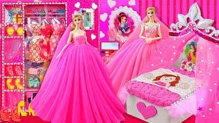Build Miniature Pink Princess Barbie Dollhouse  Doll Dresses  Mini Makeup