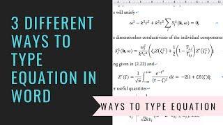 3 different ways to type equation in Ms Word GUI Ink Equation & Math Auto correct like LaTeX