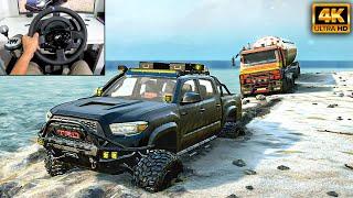 Toyota Tacoma TRD  Towing a Stuck Heavy Fuel Tanker  SnowRunner  Thrustmaster T300RS gameplay