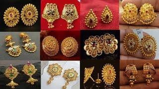 Gold stud earrings designs Gold earrings designs 2022-2023 New pattern gold earrings design