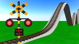 踏切 ⭐ でこぼこ線路を走る新幹線はやぶさ  Railroad Crossing Train Animation  踏切アニメ