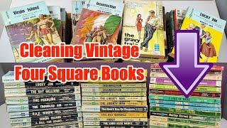 Cleaning A Vintage - Four Square - Paperback Collection - Unintentional ASMR Book Repair