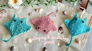 Crochet Stingray and Manta Ray Pouch 🪸  Crochet Ocean Animal Charm Tutorial 🪸