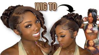 How To REINSTALL Old Chocolate Brown Wig into High PONYTAIL   Alipearl Hair