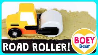 ROAD ROLLERS Road Compactor - Kids Construction Trucks Videos for Toddlers Steam Roller Boey Bear